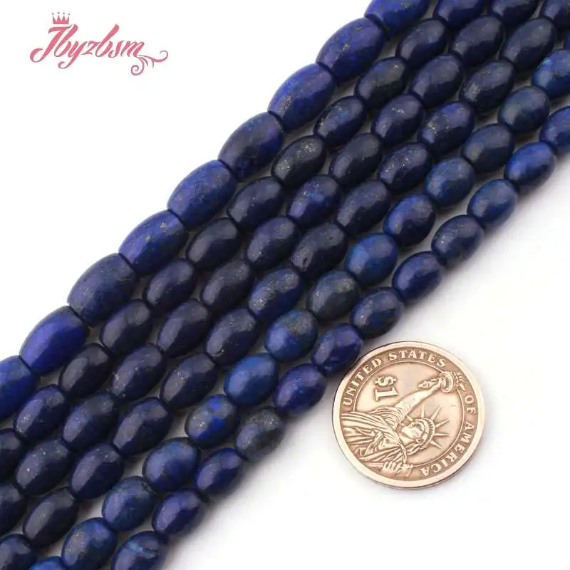 

8x10,8x12mm Smooth Olivary Dyed Blue Lapis Lazuli Stone Loose Beads For DIY Necklace Bracelets Jewelry Making 15" Free Shipping