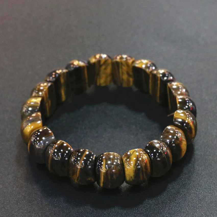 Bracelets &amp Bangles For Women Natural Stone Tiger Eyes Yellow Geometry Beads Manual 11x15mm Strand Men Diy Jewelry 7.5inch B3274 |