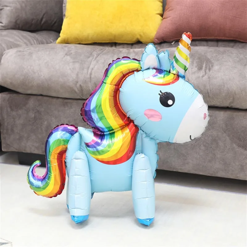 1 шт. 3D DIY милые воздушные шары из фольги с радугой и единорогом Розовый Синий Фиолетовый единорог стенд воздушные шары Свадьба День Рождения вечерние украшения детские игрушки
