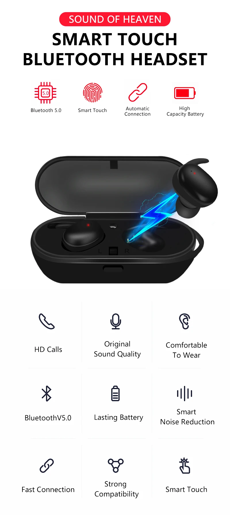 T2C TWS беспроводные Bluetooth наушники для Xiaomi huawei мобильный стерео наушники спортивные наушники с микрофоном портативная зарядная коробка