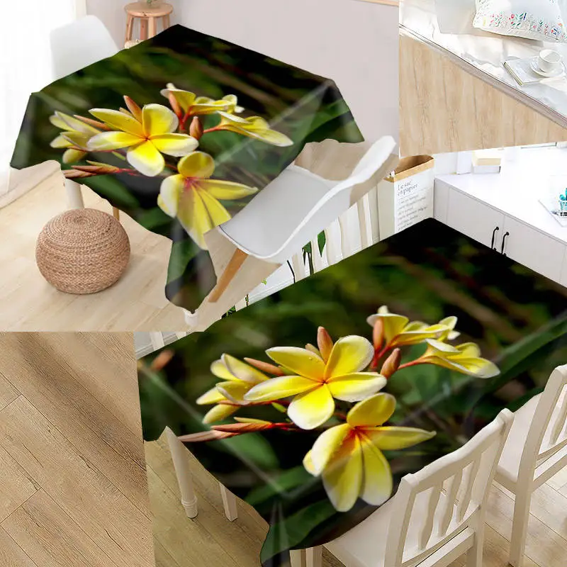Пользовательские Frangipani скатерть искусство простота узор Оксфорд Ткань Пылезащитная скатерть для обеденнго стола вечерние украшения крышка стола - Цвет: 15