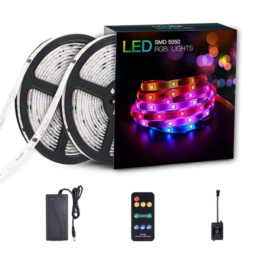 Светодиодные ленты с музыкальным эффектом Sync-Chase Dream color Music Lights 32.8ft 5050SMD RGB Rope lights