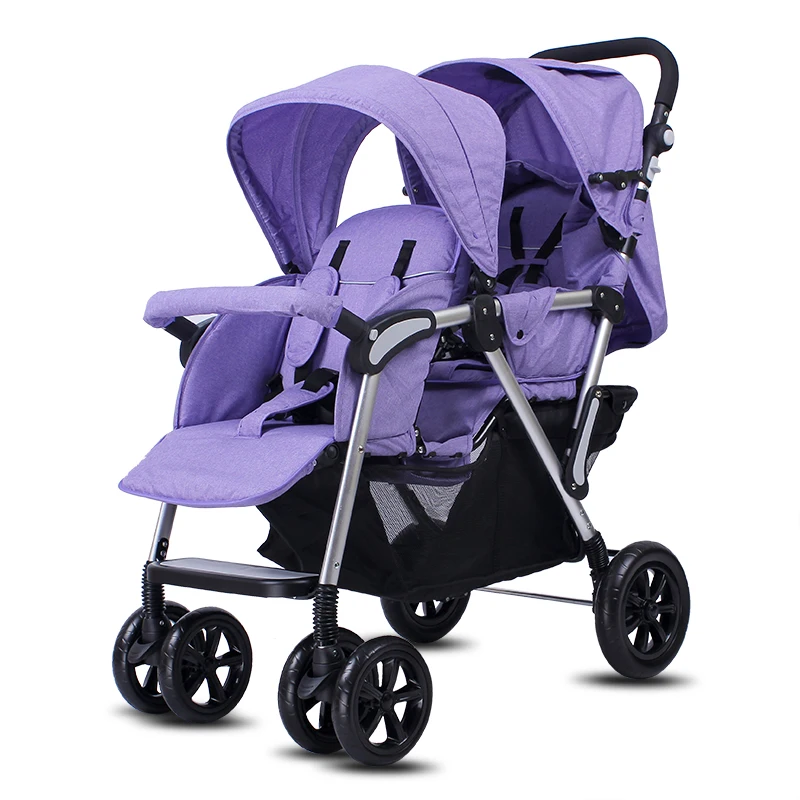 purple Передняя Задняя двойная коляска poussette алюминиевая рама для ребенка - Цвет: purple