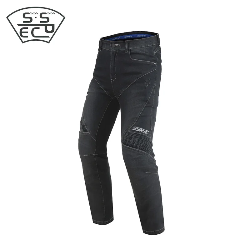 black SSPEC мужские джинсы для езды на мотоцикле брюки moto cross внедорожные брюки для верховой езды Защитное снаряжение мото брюки Беговые штаны эластичные брюки - Цвет: black