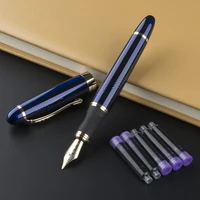 jinhao x450 luxury business writing cute pens gift bue 0 5 mm nib ink pen metal fountain pen without pencil box