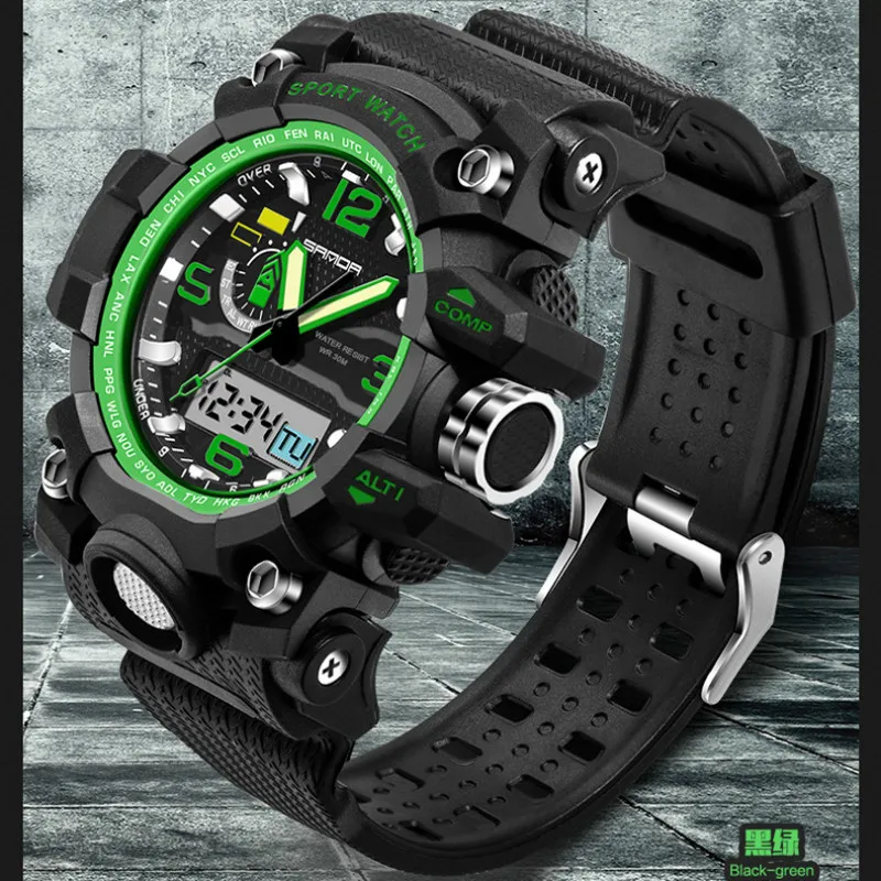 Мужские Цифровые часы SANDA G Style спортивные многофункциональные водонепроницаемые