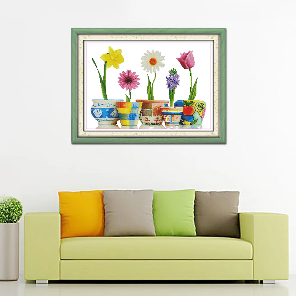 Joy Sunday Красочные цветы домашний декор H217 14CT 11CT штампованные и счетные домашние
