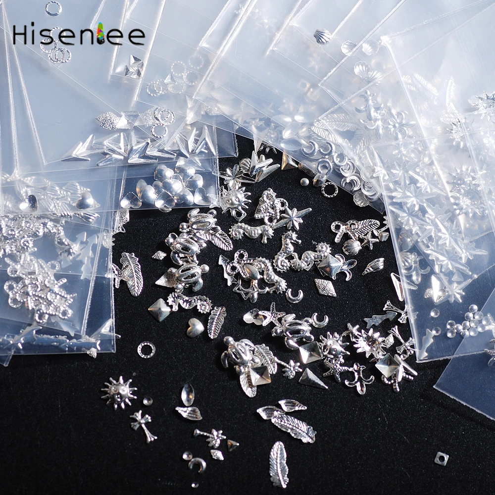 

Style Shiny Gold Silver 3D Charm Mixed Nails Art Rivet Tips Glitter Nail Art Studs Marquise Fashion Decorations Accessories Tool