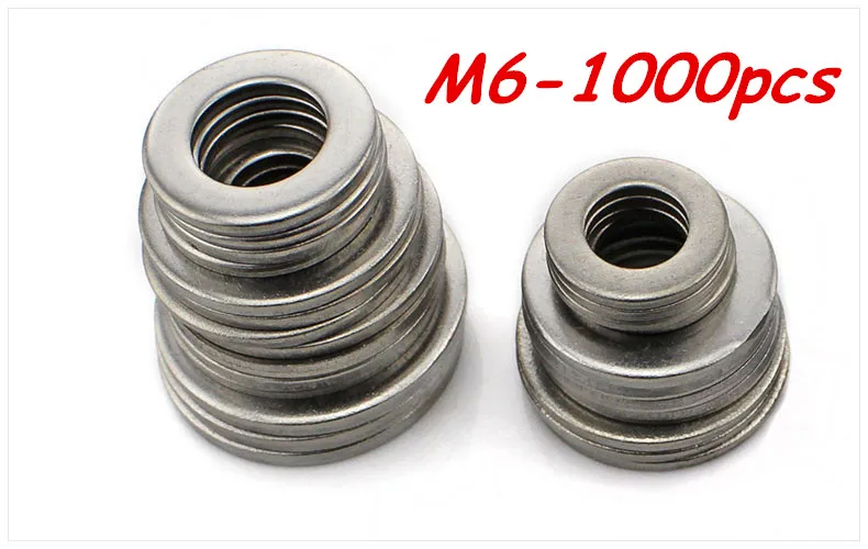 

Free shipping 1000pcs M6 304 Stainless Steel Flat Washer Plain Washer Flat gasket