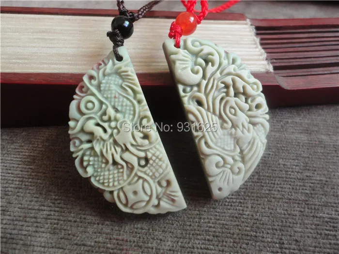 Natural Purple Yu Pairs Dragon Phoenix Amulet Pendants Chinese ZiPao Carved Pendant Fine Jewelry + free rope | Украшения и
