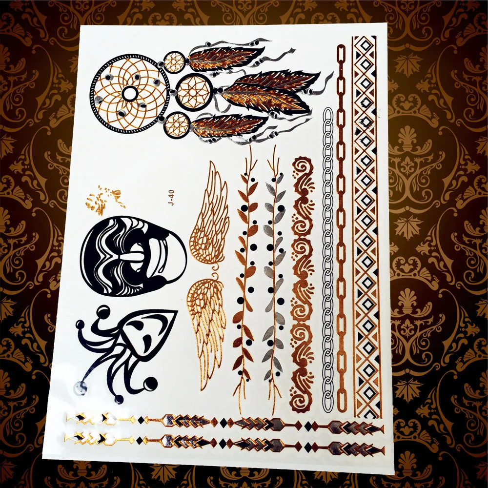 1 шт. модные блестящие серебряные татуировки YS-18 Сова Ловец снов Луна Звезда лист