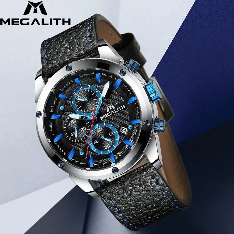 Relogio masculino MEGALITH мужские часы лучший бренд класса люкс спортивные часы хронограф водонепроницаемые кварцевые наручные часы для мужчин 8004