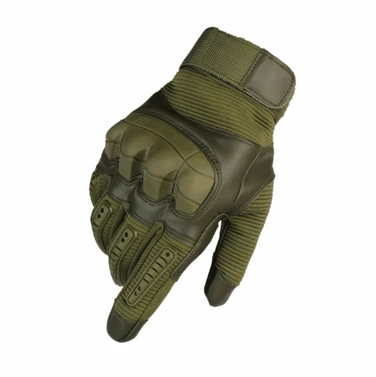 Army green Военные тактические перчатки с сенсорным экраном и жесткой резиновой окантовкой на концах пальцев, армейские перчатки для пейнтбола, стрельбы, страйкбола, велосипеда из искусственной кожи для мужчин - Цвет: Army green