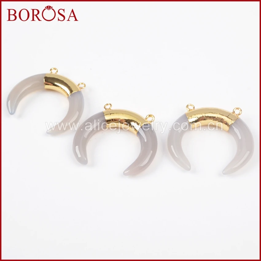 BOROSA Druzy 1 шт. Tribal OX Horn золотой цвет серый соединительный элемент из агата модный