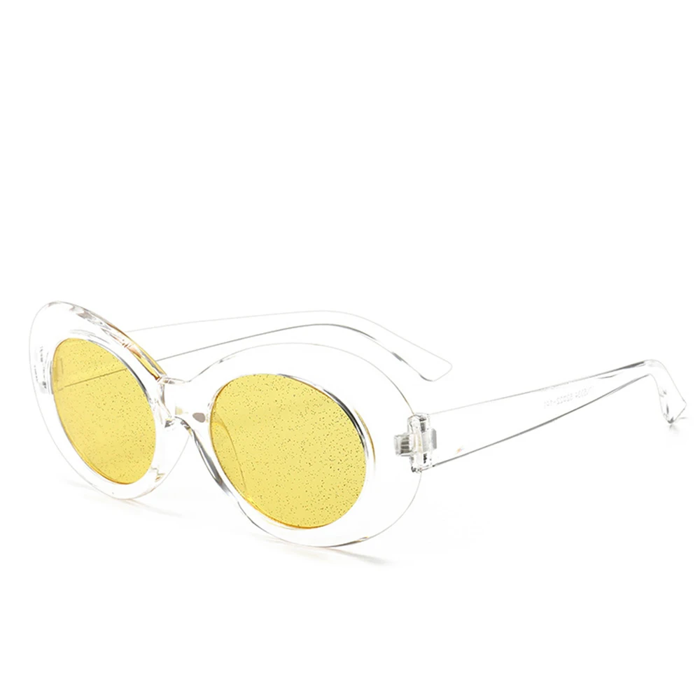 yellow transparent Модные овальные очки Разноцветные Солнцезащитные очки женские солнцезащитные очки с линзами сплав Солнцезащитные очки женские очки оправа водительские очки блеск - Название цвета: yellow transparent