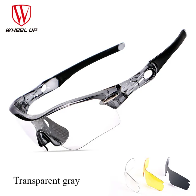 Transparent gray Колесо вверх фотохромный велосипед очки Поляризованные спортивные солнцезащитные очки для мужчин женщин Горная дорога велосипед защитные очки для велоспорта - Color: Transparent gray