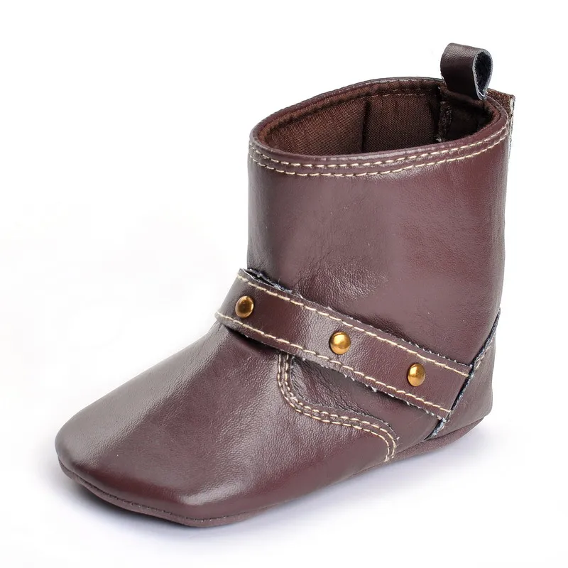 Новые модные детские ботинки для мальчиков высокой посадки для малышей на пряжке с противоскользящей подошвой домашние сапоги для девочек первых шагов.