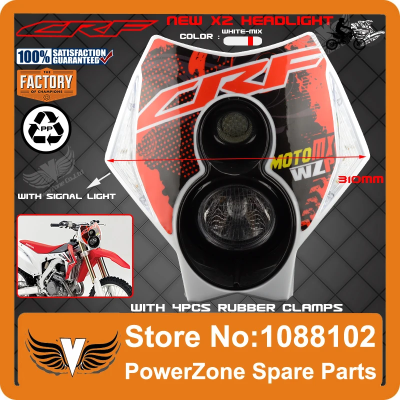 Powerzone Trail Tech Motorcycle Motocross Supermoto X2 Headlight Headlamp Street Fighter CR CRF 250 450 250R 450R