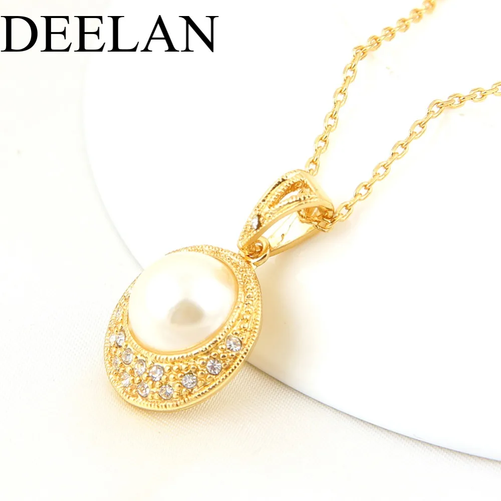 Deelan модные золотые Цвет элегантный инкрустированные Ювелирные комплекты с