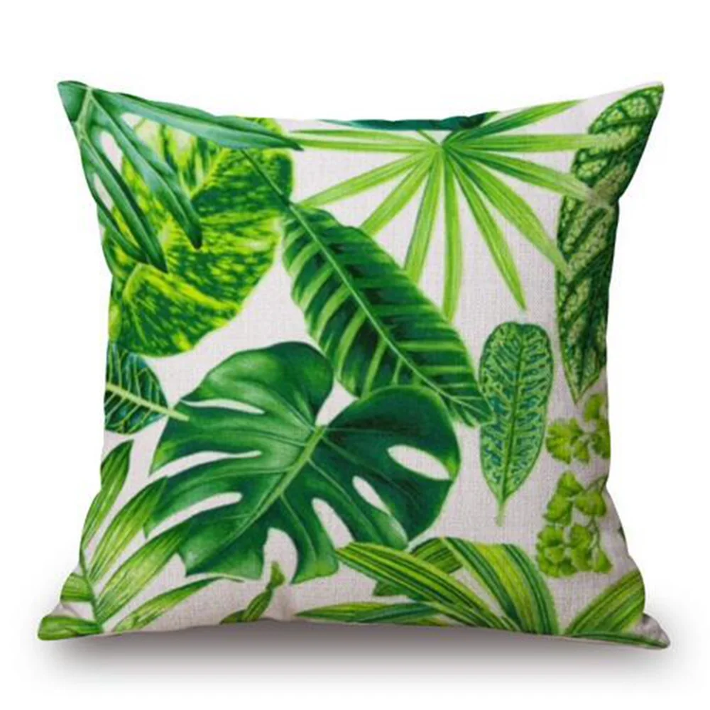 P flame Regenwoud Bladeren Afrika Linnen Tropische Planten Hibiscus Bloem Sierkussen чехол Stoel Sofa Kussenhoes almofada|almofada|almofada