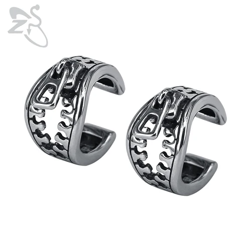 Zipper1 ZS, серьги из нержавеющей стали, панк, Череп, каффы, серьги для мужчин и женщин, готический стиль, клипсы, рок, байкер, каффы для ушей, хряща, серьги - Окраска металла: Zipper1