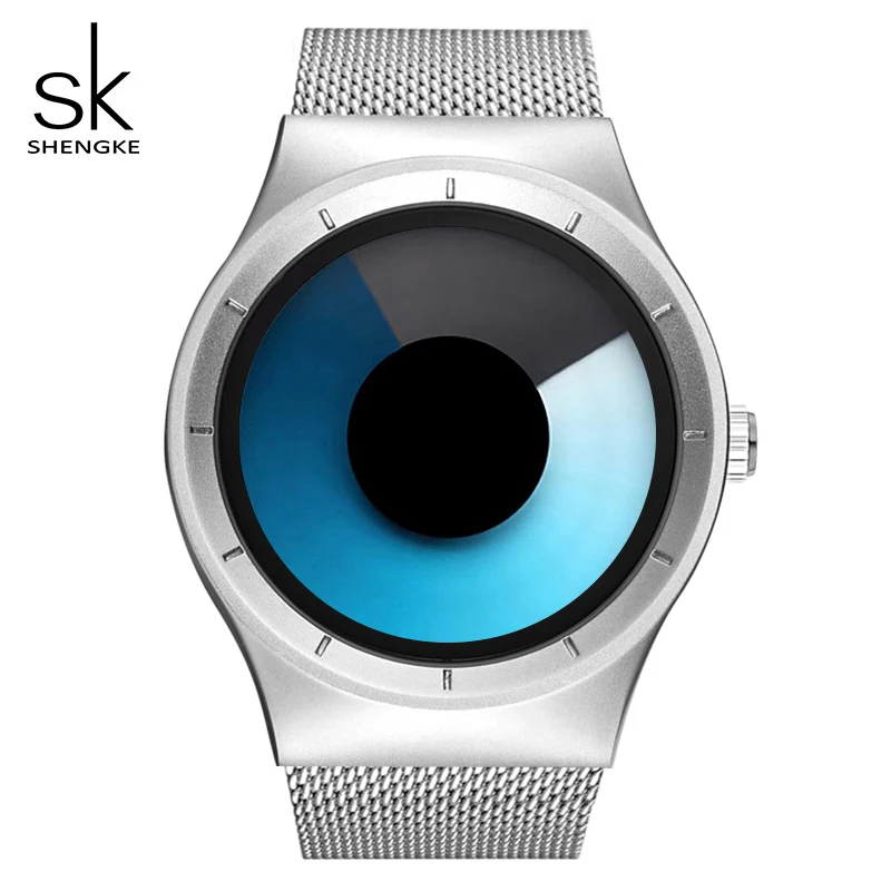 Blue silver Shengke креативные спортивные кварцевые часы для женщин и девушек из нержавеющей стали мужские часы для мальчиков Reloj Mujer SK креативные женские кварцевые часы - Цвет: Blue silver