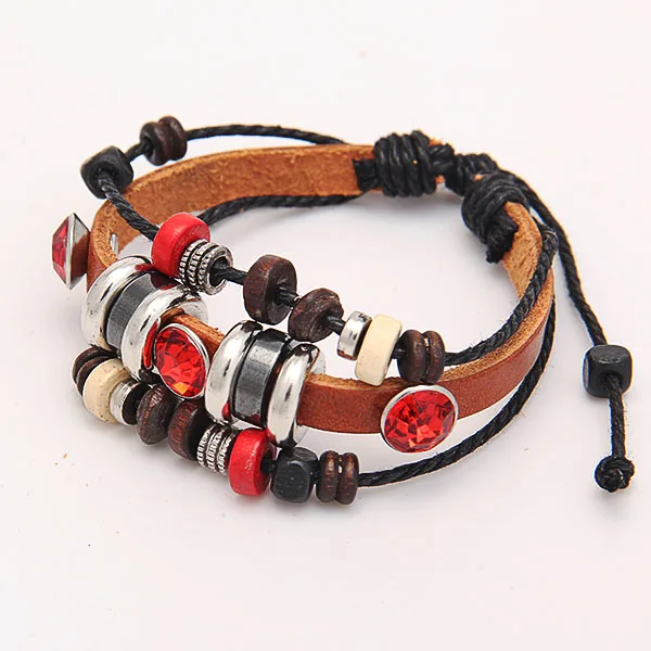 Модный унисекс панк Винтажный бисерный Кожаный Плетеный бесконечный шарм