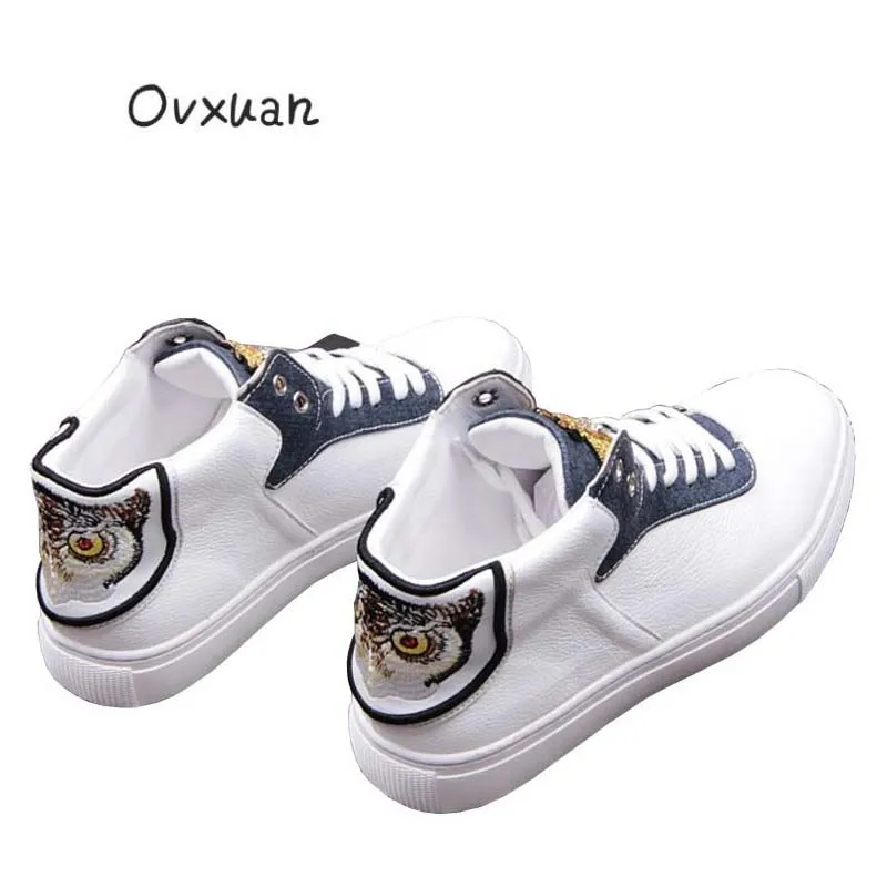 Ovxuan/Золотая Пчела, вышивка, Сова, блестящие стразы, итальянский стиль, роскошные брендовые Лоферы ручной работы, Мокасины, мужская обувь на плоской подошве