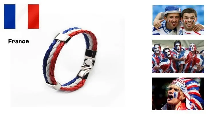 Спортивные мужские плетеные браслеты из 3 нитей с национальными флагами|bracelet