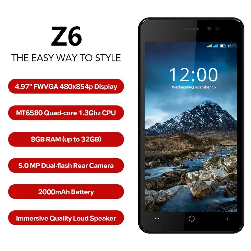 LEAGOO Z6 3g смартфон 4 97 &quotдисплей Android 6 0 MT6580M четырехъядерный 1. 3G Гц 1 ГБ ОЗУ + 8 Гб ПЗУ
