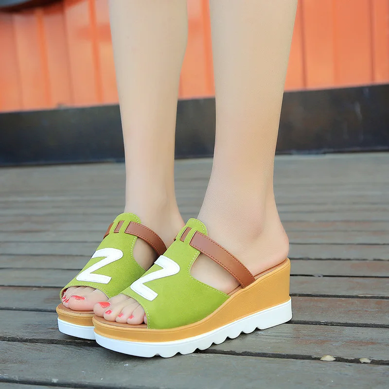 2019 summer women mules clogs wedge Flock sandals handmade artifical pearl slippers jelly color casual beach High heel | Обувь