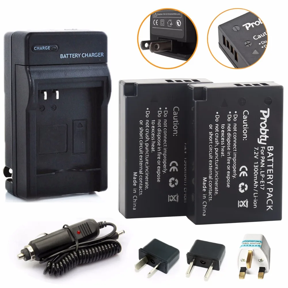 

2Pcs Probty LP-E17 LP E17 Battery + Charger for Canon EOS M3 M5 M6 Rebel T6i T6s T7i 750D 760D 8000D 77D Kiss X8i Digital Camera