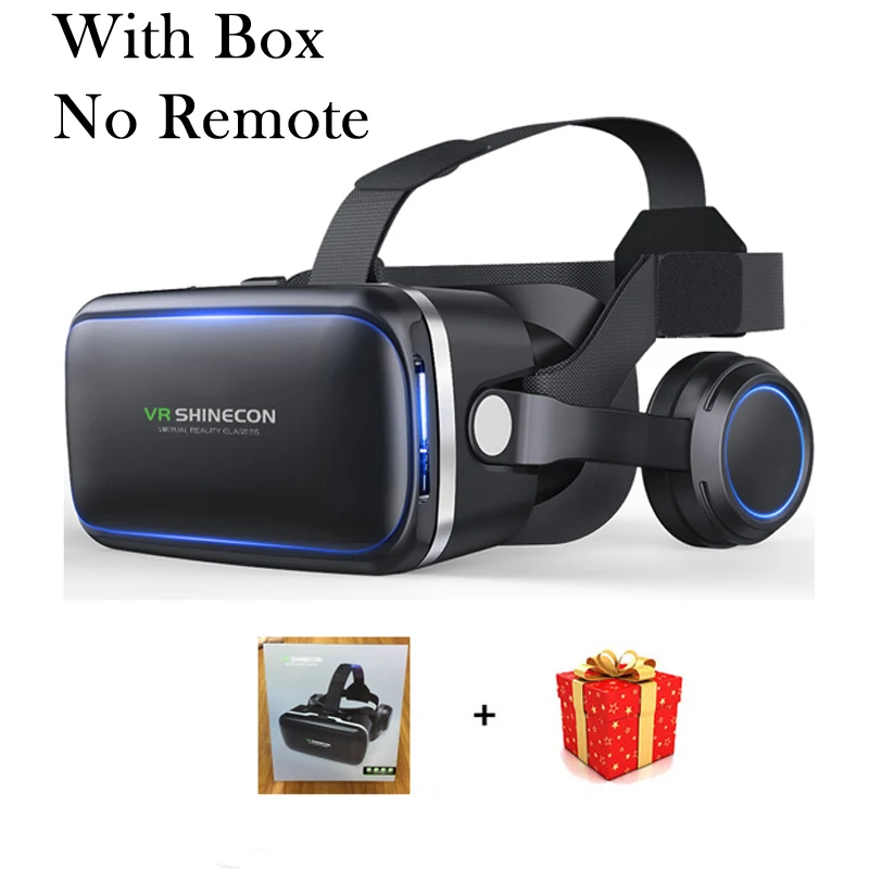 Shinecon 6,0 шлем VR умные 3д Очки виртуальной реальности 3 D 3D очки шлем для iPhone Android смартфон стерео виар игр смартфонов видео видеоочки с экраном электронные дополненой линзы реальностью экран смарт телефона - Цвет: With Box No Remote