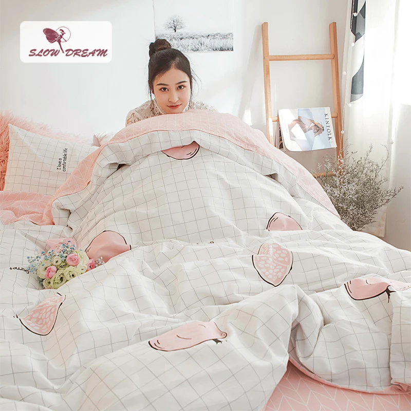 Медленно Dream Fresh Стиль розовый Постельное белье 100% хлопок домашний Texties
