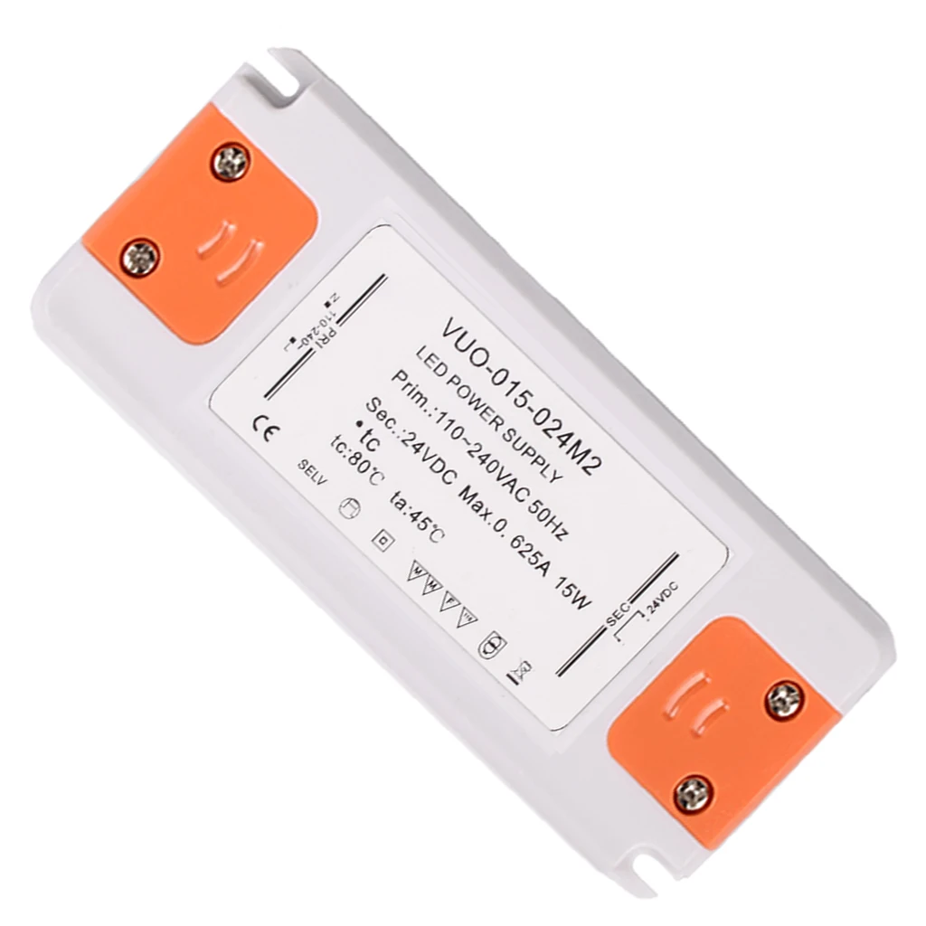 [1 упаковка] 15W 630MA DC 24V Ультра-тонкий светодиодный источник питания трансформатор