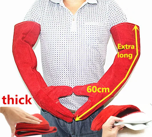 Кожаные Защитные перчатки против укусов длиной 60 см для ловли собак кошек