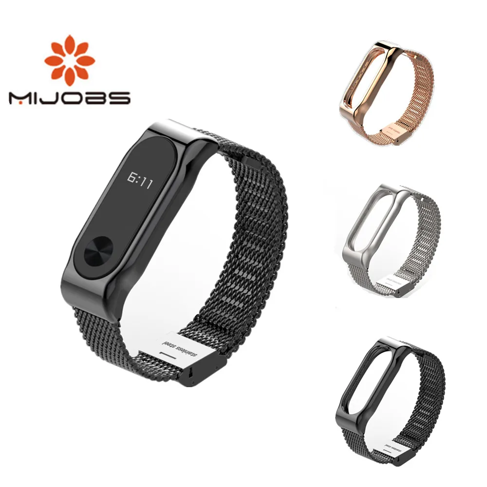 

Mijobs Mi Band 2 Strap Metal Bracelet For Xiaomi Mi Band 2 Screwless Stainless Steel Bracelet Wristbands Replace Accessories