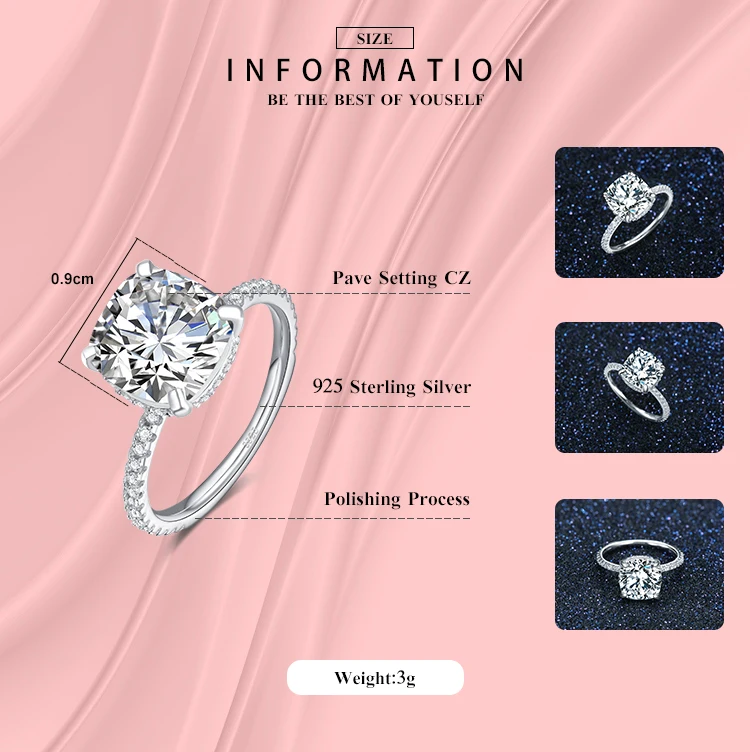 Modian Роскошная натуральная 925 Серебряное кольцо классический 4CT 10 сердца стрелы с