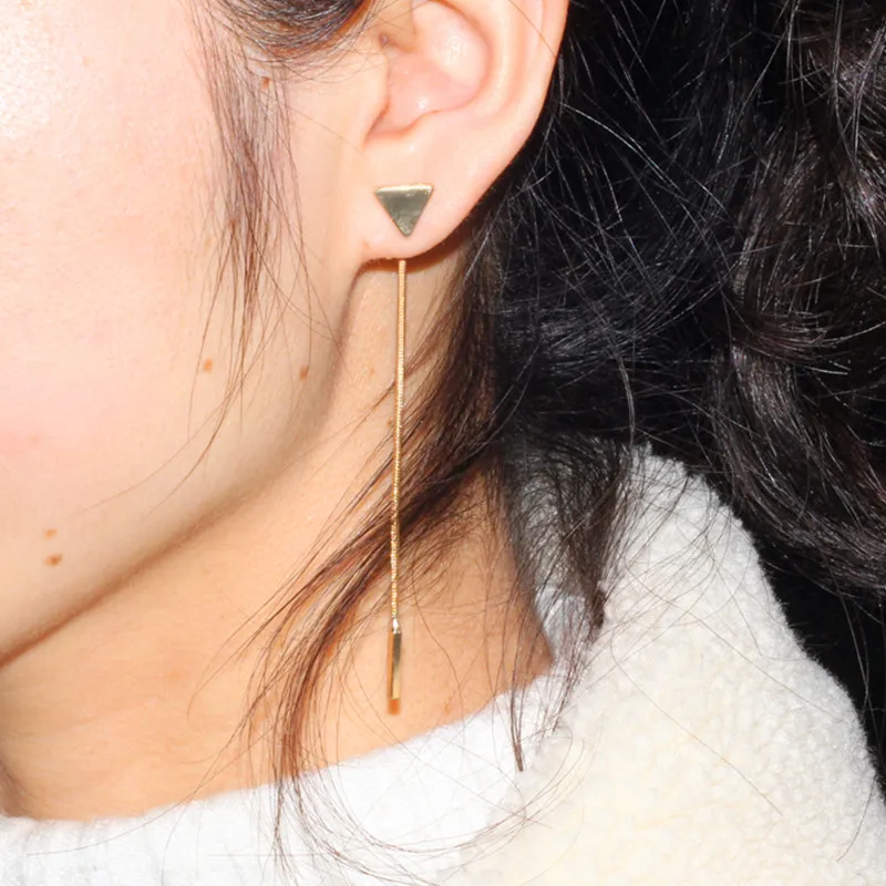 Женские Треугольные Серьги e078 золотистые/черные/Серебристые геометрические