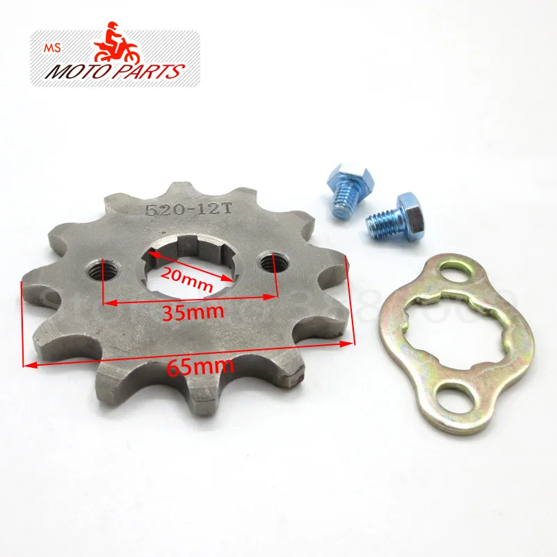 

Front Engine Sprocket 520# 12T Teeth 20mm For 520Chain With Retainer Plate Locker Motorcycle Dirt Bike ATV Parts