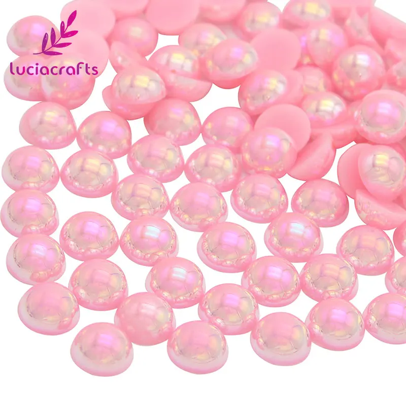 Lucia crafts, 10 мм, имитация жемчуга из АБС-смолы, полукруглые бусины с плоским основанием, жемчужные скрапбукинги, аксессуары для рукоделия, 72 шт., F0804 - Цвет: Light pink