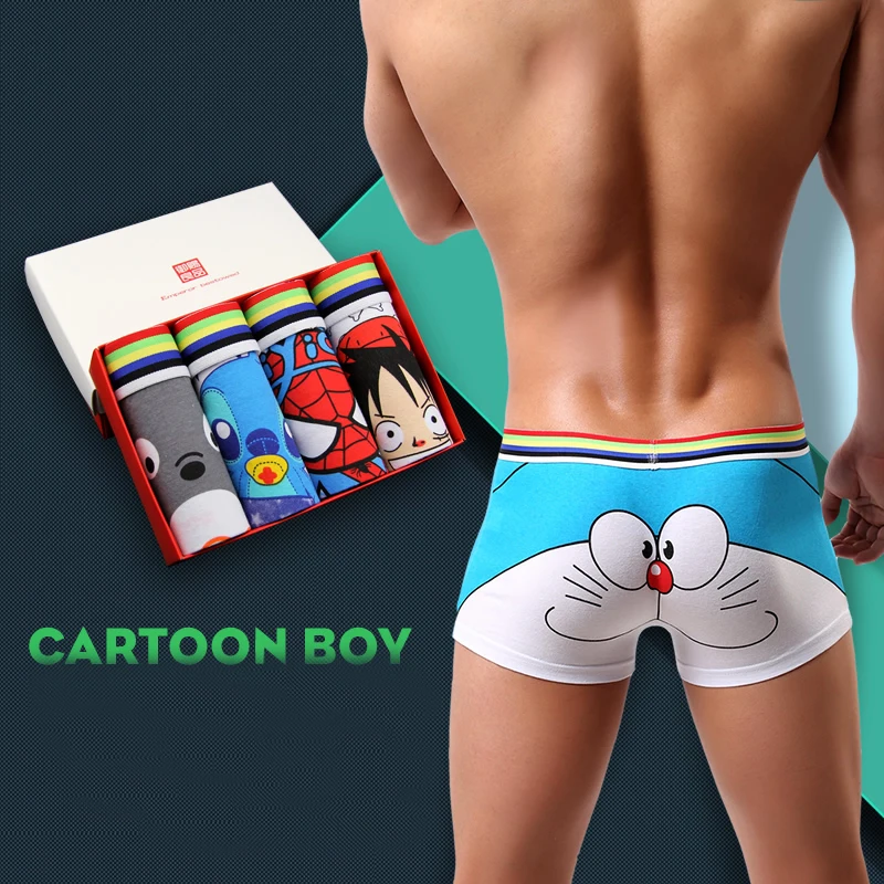 Cueca/боксеры с героями мультфильмов, хлопковое Брендовое нижнее белье для молодых мужчин, мужские трусы, мужское нижнее белье с Суперменом, мужские сексуальные трусы с суперменом