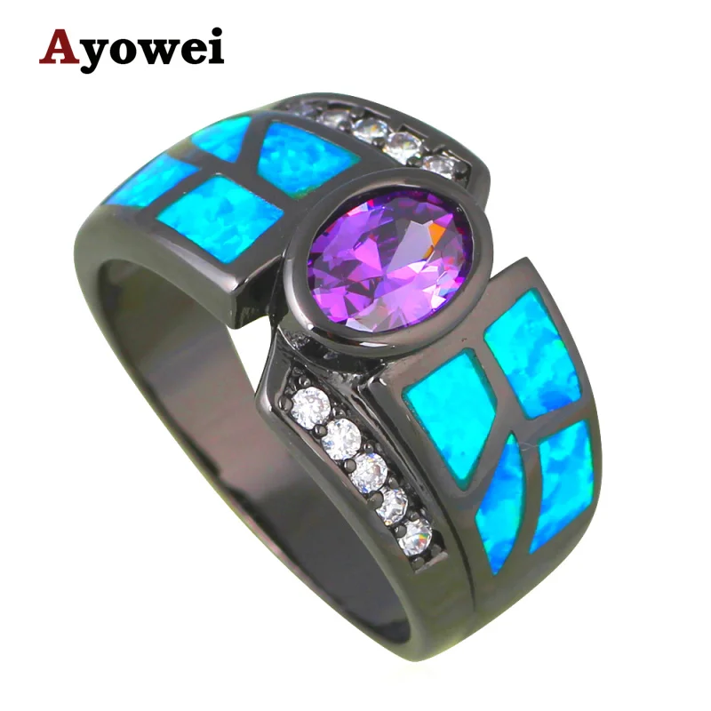 Дешевые модные ювелирные изделия Сияющий Циркон Синий огненный опал серебряные