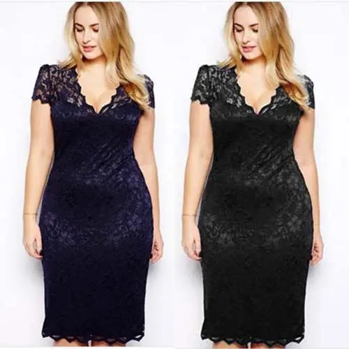Бедра обернуть V воротник с коротким рукавом Кружева сексуальное платье | Женская