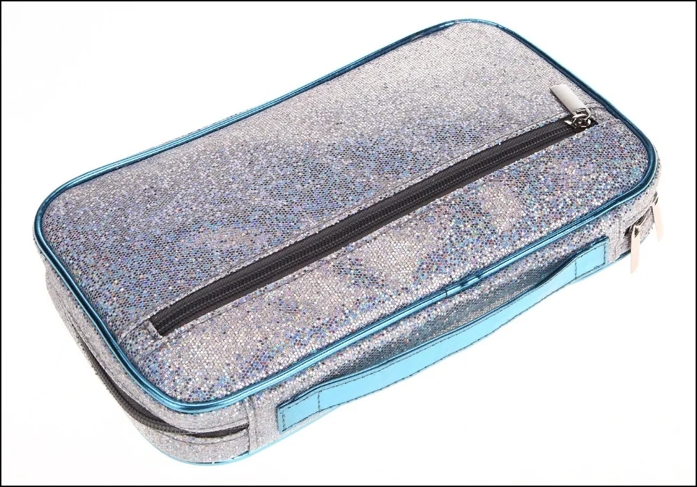 Блестящий синий большой чехол для косметики защитный кистей органайзер сумка на