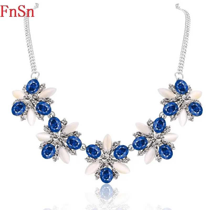 FnSn новинка 2017 Лидер продаж летнее ожерелье с хрустальными цветами трендовый