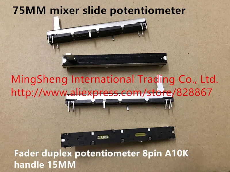 

Оригинальный новый 100% 75 мм смеситель слайд потенциометр фейдер дуплексный потенциометр 8pin A10K 15 мм ручка (переключатель)