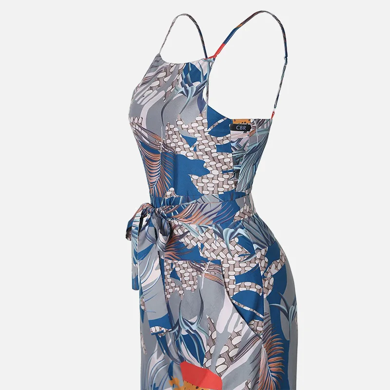 

Tropical Print Spaghetti Strap Women Jumpsuit Rompers Sleeveless Wide Leg Overalls Ladies 2020 Summer Sexy Beach Jumpsuits Woman