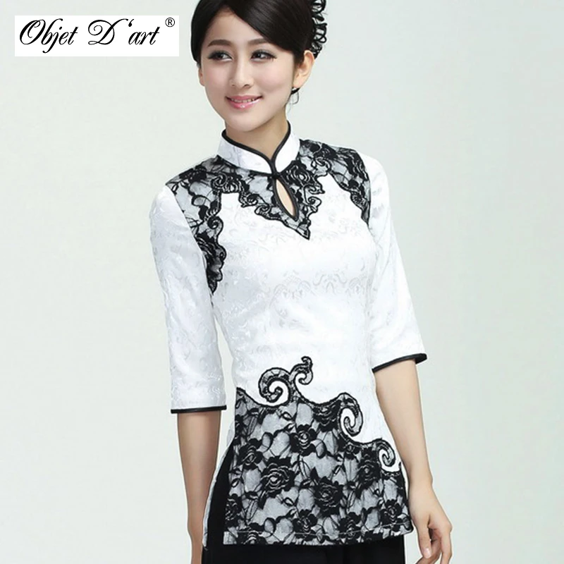 Прямая поставка женская рубашка Ципао модная блузка в китайском стиле винтажный