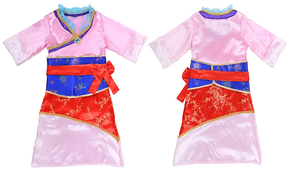 Child Mulan Costume Asian Princess Dress Up Outfit Chinese Tang Dynasty Traditional Fancy Dress Halloween Costumes for Girls